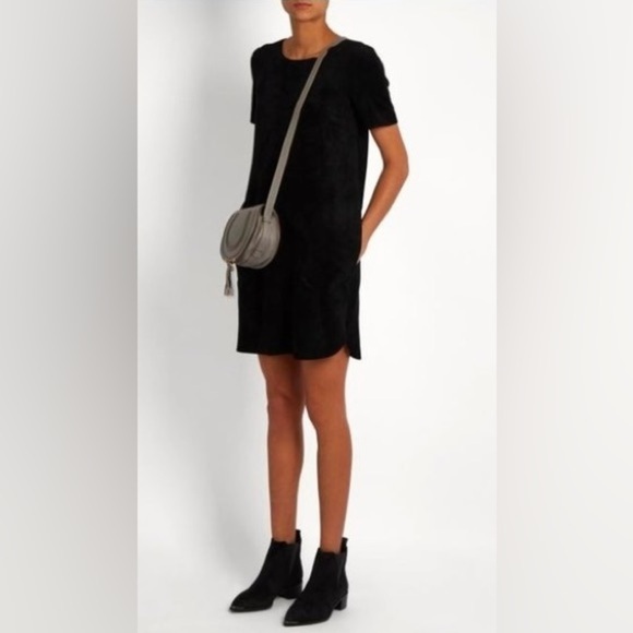 Velvet by Graham & Spencer Reya Faux Suede Mini Dress Black M - Picture 2 of 9